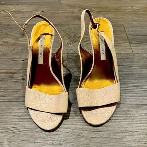 Cream pebbled leather Cynthia Vincent worn once